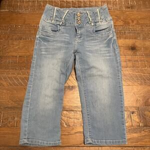 I&M Premium Jeans Size 5 Embellished Light Wash Capri Denim Pants